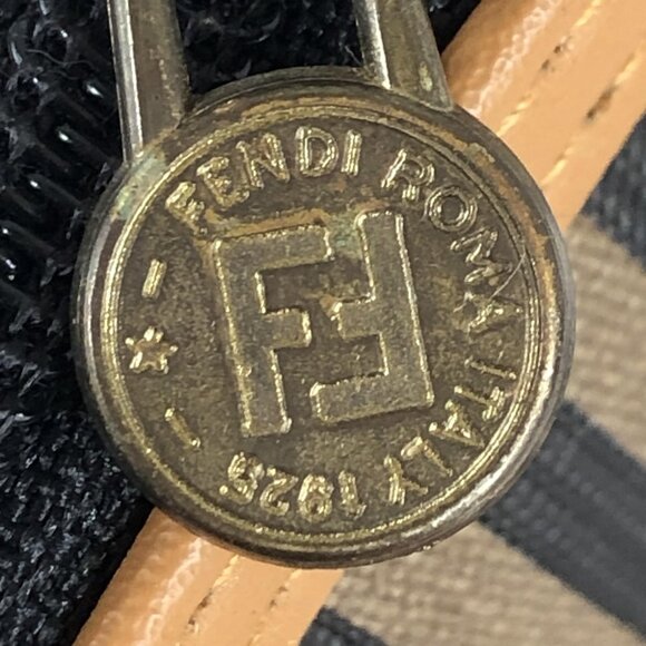 Vintage Fendi Roma Italy 1925 Striped Cosmetic Clutch Bag Leather Trim - Picture 4 of 16